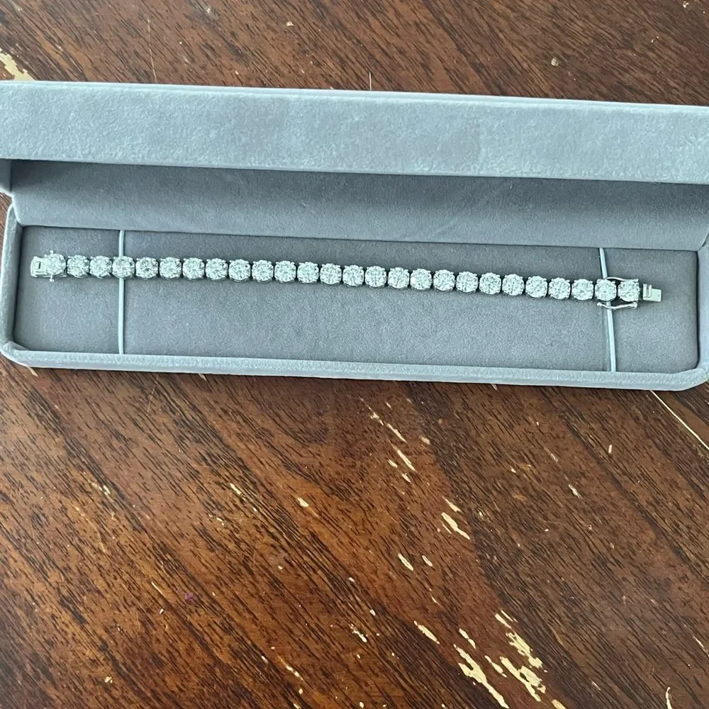 Moissanite Tennis Bracelet 6.5mm White Gold Over 925 Silver VVS Colorless 7.5”